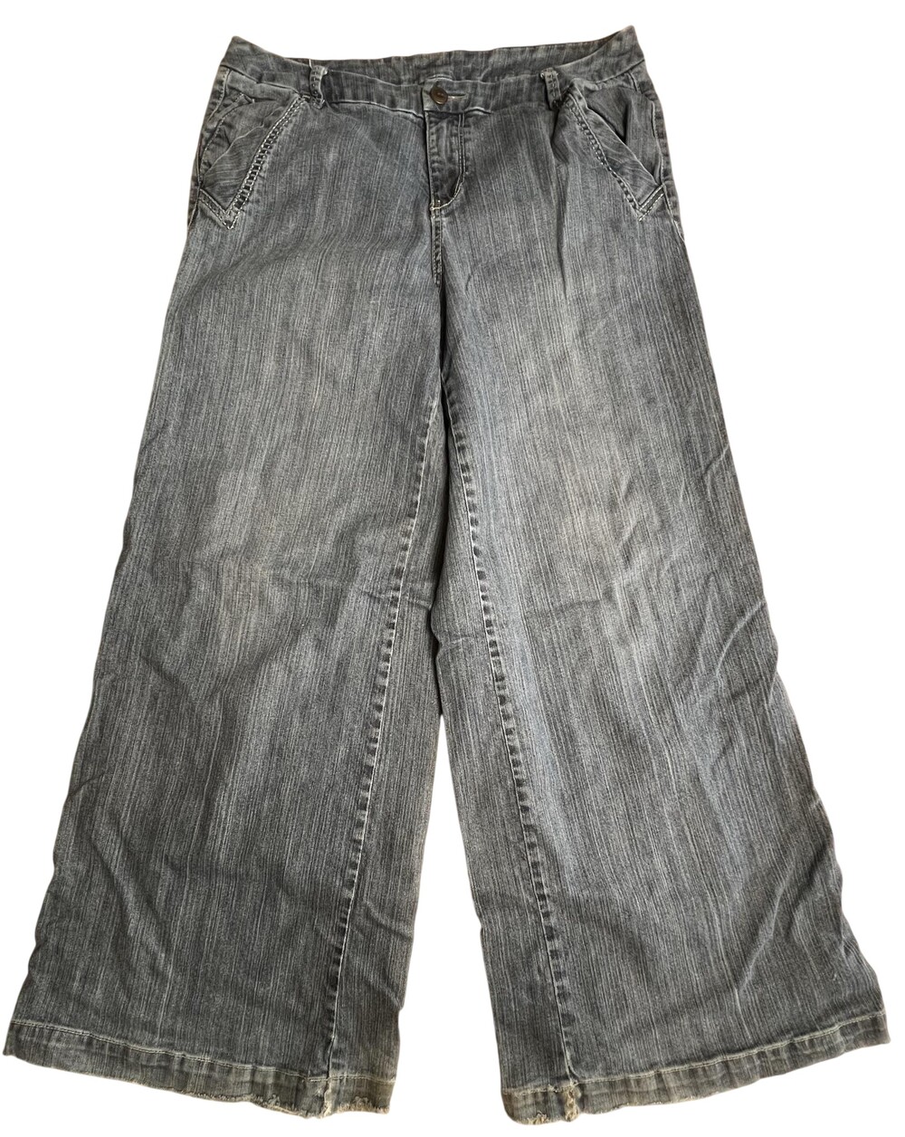 Y2K Venezia Pants Womens 16 Blue Barrel Wide-Leg Pockets Denim Baggy Jeans